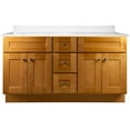 thumbnail image 4 of Design House Fully Assembled Brookings 61" x 22" Bath Cabinet with 4" Center Set Cultured Marble Vanity Top, Modern Birch/Solid White, 4 of 5