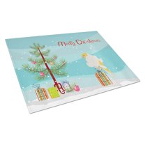 Carolines Treasures CK4484LCB Parisian Trumpeter Canary Merry Christmas Glass Cutting Board Large, 12H x 16W, multicolor