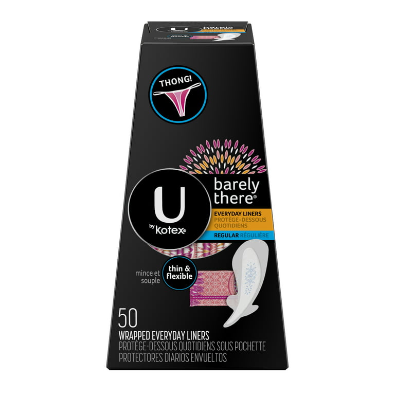 U By Kotex Barely There Thong Panty Liners, 50 Ct - 3 Pack