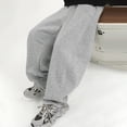 thumbnail image 6 of LIJCC Boys Solid Color Drawstring Sweatpants Spring Autumn Loose Wide Leg Sweat Pants Elastic High Waist Baggy Joggers(Grey,8-9 Years), 6 of 9
