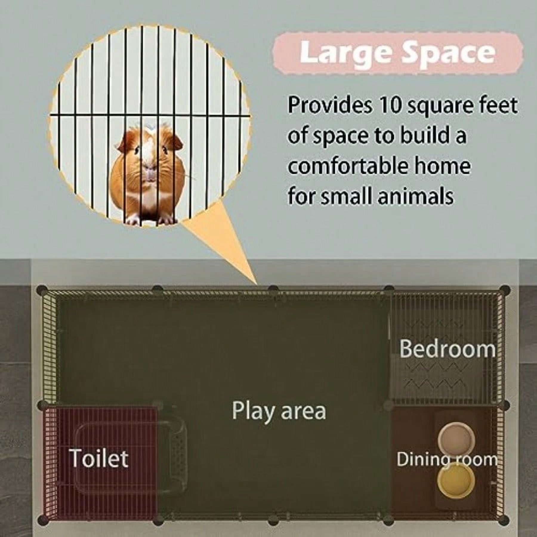 DIY Guinea Pig Cages with Waterproof Canvas Bottom,16 Panels Small Animal Cage Pet Playpen with Door for Bunny Turtle Hedgehog,Indoor Metal Wire Yard Fence Outdoor