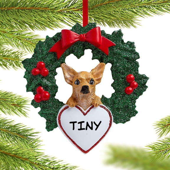 Chihuahua Dog with Wreath Ornament