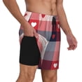 thumbnail image 2 of Yiaed Heart Plaid Print Mens Swim Trunks Bathing Suit Compression Liner Beach Swim Shorts Swimwear Quick Dry Zipper Pocket No-Chafing Board Short-X-Large, 2 of 6