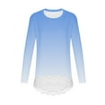 thumbnail image 5 of aohooy Kids Tees Girls Gradient Solid Long Sleeve Crewneck Tunic Lace Trim Hem Trendy Blouses Cute Fall Pullover Loose Soft Tops Blue,8-9Years, 5 of 6