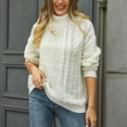 thumbnail image 4 of HAiming Women Oversized Cable Knit Sweaters Turtleneck Solid Long Sleeve Sweater Tops Trendy Casual Pullover Knitwear, 4 of 9