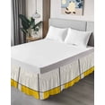 thumbnail image 4 of Geomrtic Yellow,Wrap Around Bed Skirts for California King Bed 18" Drop,Bed Skirt with Adjustable Elastic Belt Dust Ruffle Bed Valance Abstract Stripes Patckwork Modern Art Bed Frame Cover, 4 of 7