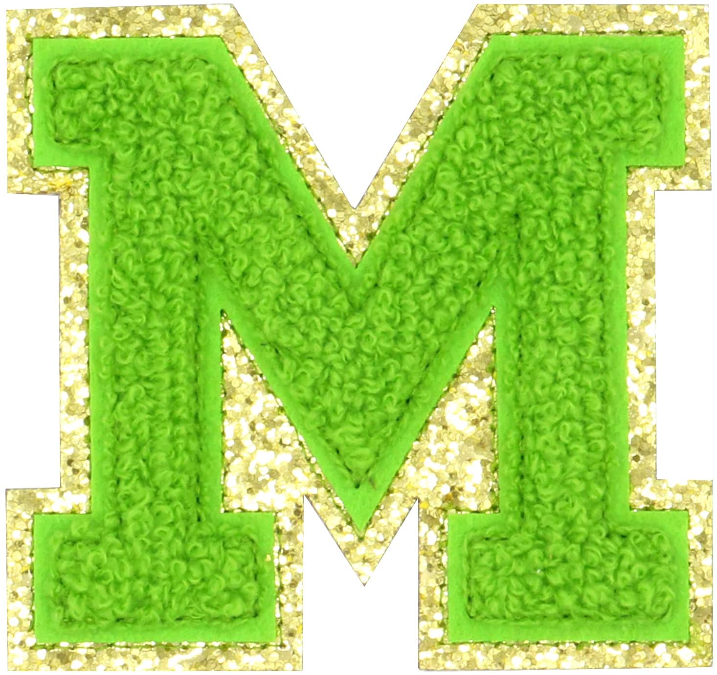 English Letter M Iron On Repair Patches Alphabet Sewing Appliques Clothing Badges With Gold Glitters Border Adhesive Back Sticker Green M Mgreen Walmart Com