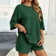 thumbnail image 3 of Conjunto deportivo para mujer: camiseta de cuello redondo y pantalones cortos deportivos. Poliéster transpirable. Lavable a máquina. Primavera/verano. XS-XXXXL., 3 of 7