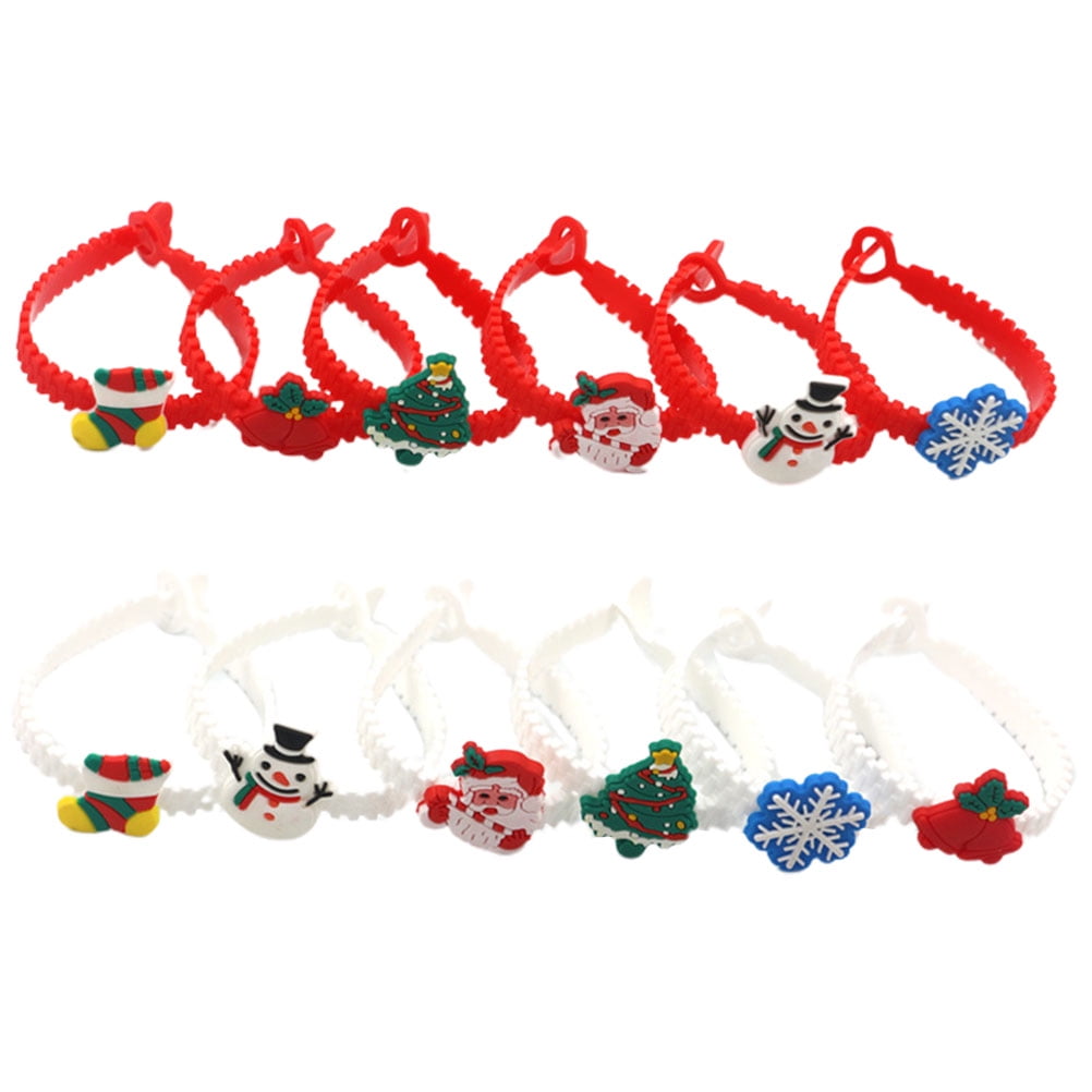 Rosarivae 20Pcs Creative Christmas Silicone Bracelets Pattern Wrist