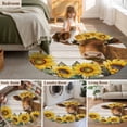 thumbnail image 5 of Round Rug 7Ft Washable Non-Slip, Sunflowers Cow Circle Area Rugs for Living Room Bedroom, Country Pastoral Flowers Wooden Grain Indoor Floor Mats Carpet Runner for Home Decor Aesthetic, 5 of 8