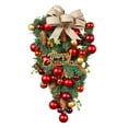 thumbnail image 5 of Pretty Comy Artificial Christmas Teardrop Swag for Front Door, Christmas Ball Wreath with Pine Cones Berry Clusters Ribbon Bows New Year Xmas Decorations, 18.5 Inches, 5 of 7