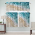 thumbnail image 5 of Abstract Beach Waves Curtain Valances Set Blue Watercolor Modern Art Kitchen Curtains 36&nbsp;inch Length Rod Pocket Valance and Tiers 3 Piece Set Small Bedroom Bathroom Laundry Decor, 5 of 9