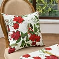 thumbnail image 4 of Taie d'Oreiller de Noël avec Fleurs Rouges Feuilles Vertes Motif de Fruits Rouges et de Vignes 45 cm x 45 cm Polyester pour Déco Maison, 4 of 6