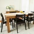 thumbnail image 3 of Plank+Beam 72" Modern Solid Wood Dining Table Set, Pecan Wirebrush, + 6 Chairs Black, 3 of 8