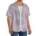 thumbnail image 2 of Pofeuu Pink Flamingo Print Mens Casual Short Sleeve Shirts Beach Summer Spread Collar Pocket Tops Men's Casual Short-sleeved Shirt-X-Large, 2 of 5
