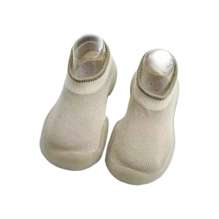 

SIMANLAN Infant First Walking Shoe Knit Upper Floor Sock Shoes Rubber Sole Socks Sneakers Baby Comfort Flats Toddler Prewalker Gray 6.5C-7C
