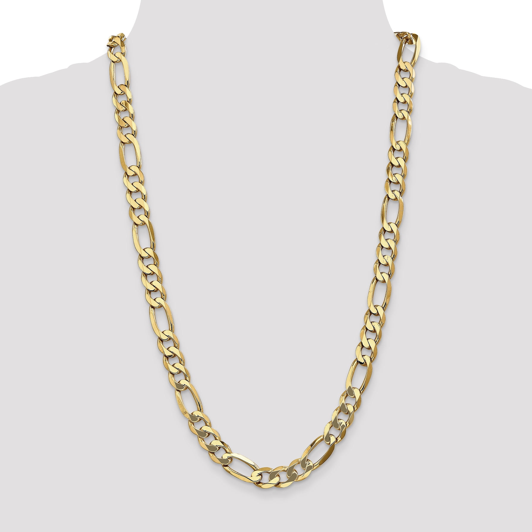 14K Yellow Gold 10mm Flat Figaro Chain