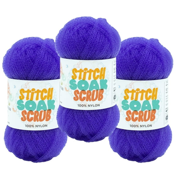 Lion Brand Yarn Stitch Soak Scrub Sapphire Medium Nylon Yarn 3 Pack