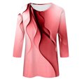 thumbnail image 4 of Besolor Hauts d'Été pour Femmes 2024 Mode Imprimé Col Rond T-Shirts Habillés Décontractés Blouse Manches 3/4 et Hauts, 4 of 5