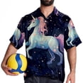 thumbnail image 4 of Starry Unicorn Men's Short Sleeve Poplin Shirt, Casual Button Down Shirts, Printed Summer Beach Shirt, Unisex Casual Button Down Top, 4 of 6