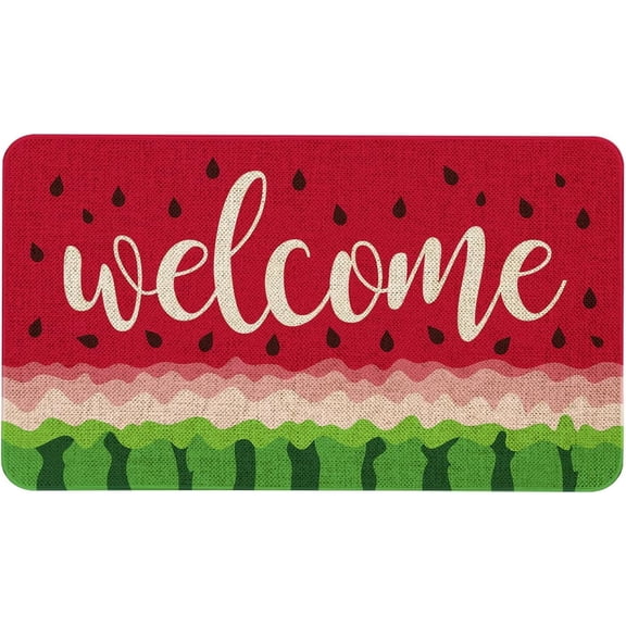 Summer Watermelon Welcome Mats for Front Door Entry Front Porch Doormat Non-Slip Carpet Rugs Floor Mat Decorative for Home Bathroom Kitchen Indoor 20x32 Inch