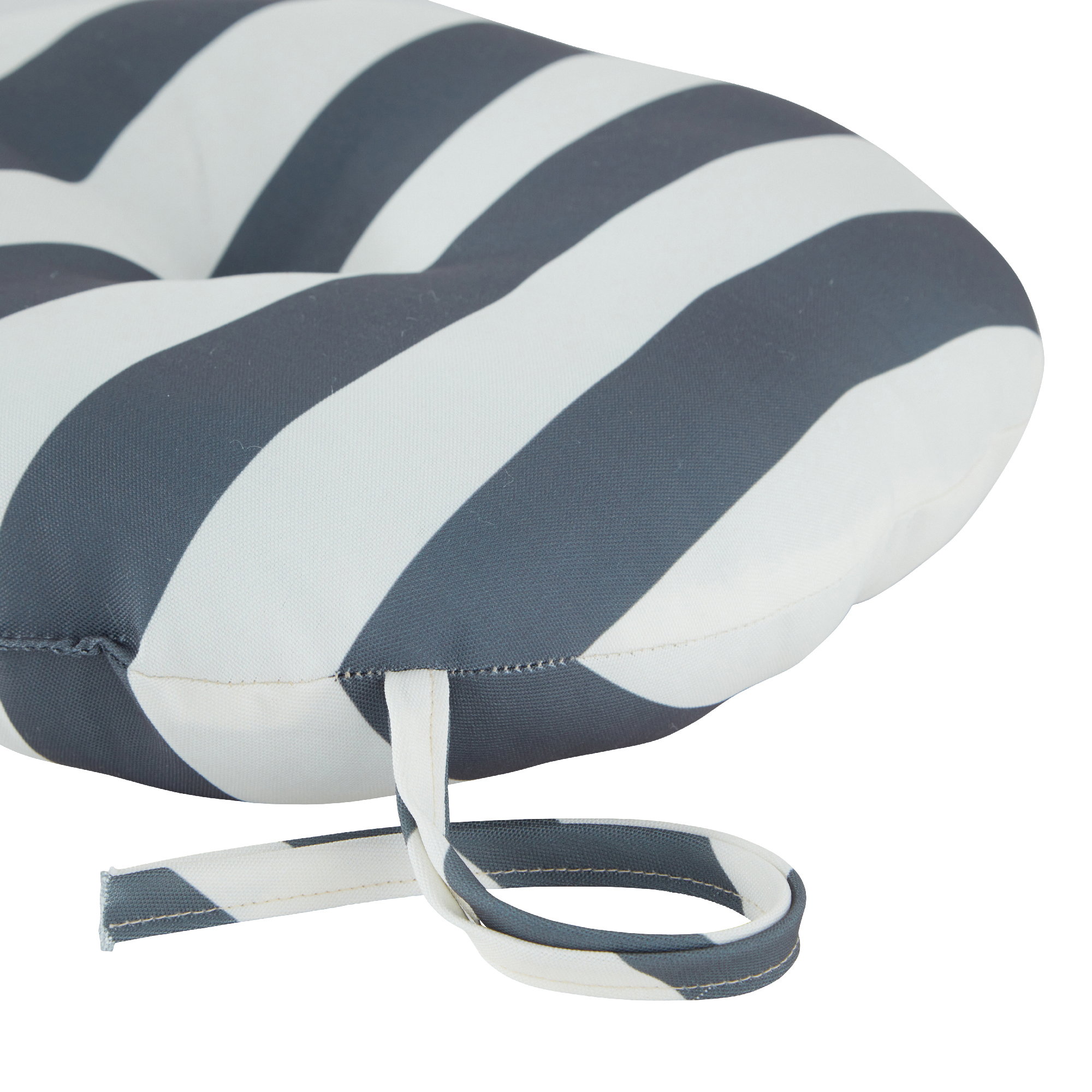 Greendale Home Fashions Canopy Stripe Gray 15 in. Round Outdoor Reversible Bistro Seat Cushion (Set of 2) - image 4 of 6