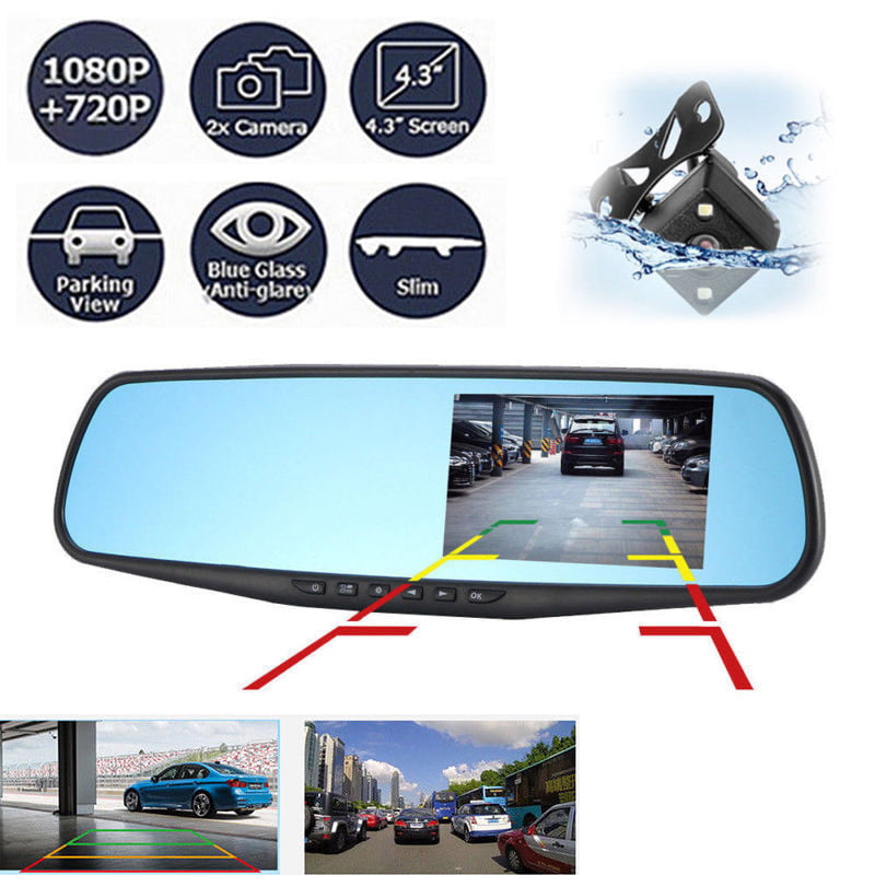How much is it to install a rear view camera Advanced Reversing Camera 4 3 Inch 1080p Hd Dual Lens 170 Rear View Mirror Car Dvr Camera Recorder Walmart Com Walmart Com