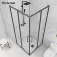 thumbnail image 2 of Wellcool Showers door Modern Black Framed Corner Shower Enclosure with Clear Tempered Glass and Ergonomic Handle for Contemporary Bathroom Space, 2 of 6