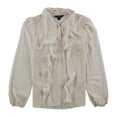 thumbnail image 2 of Rachel Zoe Womens Flocked Tie Neck Button Down Blouse, Pink, Medium, 2 of 2
