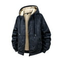 thumbnail image 2 of qolati Mens Sherpa Hoodie Jacket Fleece Lined Zip Up Warm Hoodies Sweatshirt Geometric Graphic Print Winter Zipper Sweater Hooded Coat Navy S, 2 of 6