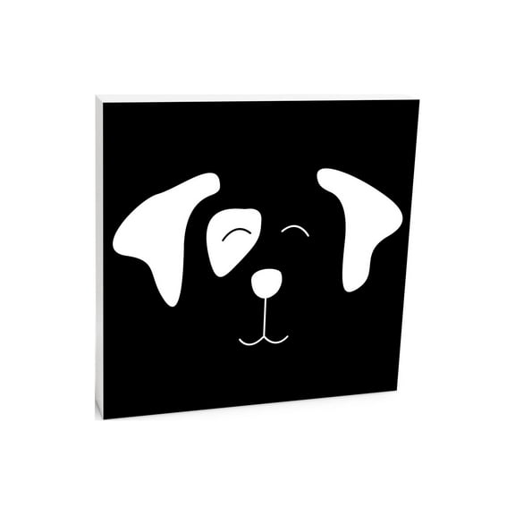 Dog Face White Floppy Ears 10 x 10 Wood Tabletop Sign Plaque