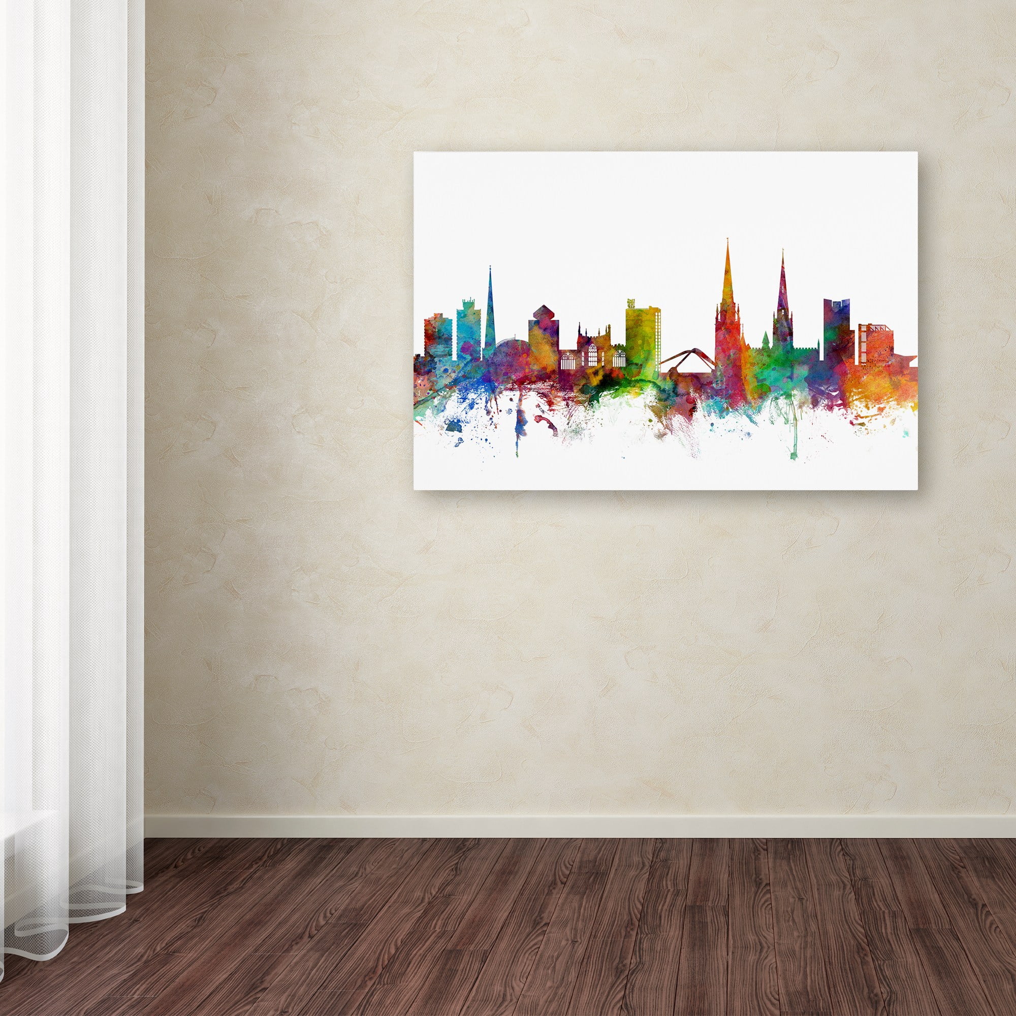 Trademark Fine Art "Coventry England Skyline" Canvas Art by Michael Tompsett