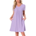 thumbnail image 1 of INSPIRE CHIC Camisón de Noche para Mujeres, Ropa de Dormir, Vestido de Lounge, Cuello en V, Manga Corta, Camisones XL Color Púrpura Pálido, 1 of 5