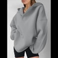 thumbnail image 4 of Sudadera con Capucha de Gran Tamaño para Mujer, Cuello en V, Forro , Larga, Estilo Y2K, Ropa de Otoño A Gris L, 4 of 7