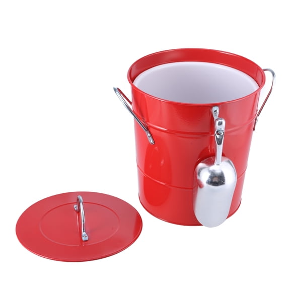Tizuqe Ice Bucket with Shovel and Lid Metal Drink Coolers Wine Bucket Beverage Tub for Parities, Campings, Outdoor