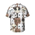 thumbnail image 6 of PAYOHTO Funny Cartoon Cats Pattern Mens Hawaiian Casual Short-sleeved Shirt Tropical Summer Beach Button Down Shirts, 6 of 7
