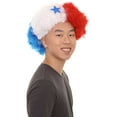 thumbnail image 6 of HPO Adult Unisex Patriotic Panama Flag Sport Wig | Blue Red & White Color Wig Synthetic Fibers, 6 of 9