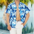 thumbnail image 2 of HAPPY BAY Men's Hawaiian Shirts Short Sleeve Button Down Shirt Men's Hawaii Shirts Boho Holiday Casual Summer Beach Shirts for Men Funny 5XL Leaves, Blue, 2 of 6