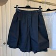 thumbnail image 5 of REALiKUN Women's Plus Size Denim Bermuda Shorts, Drawstring Elastic Waist Straight Leg Jean Shorts with Pockets, 5 of 5
