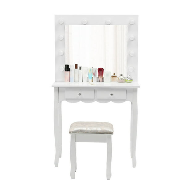 Flywake Vanity Desk Set With Lighted, Vanity Desk Mirror With Lights