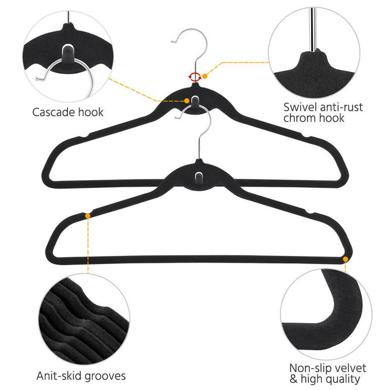 Isla Home High-Grade, Luxury Rubber Coated Hangers Non-Slip, Black, Ideal  for Everyday Standard Use, 20-Pack, 17.5 X 0.5 X 9.6