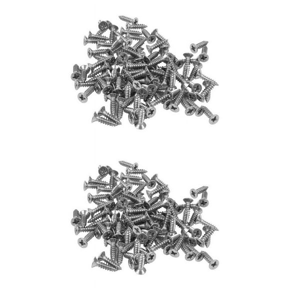 200X Stainless Steel Flat Head Self-Tapping Screw 12X3mm Silver
