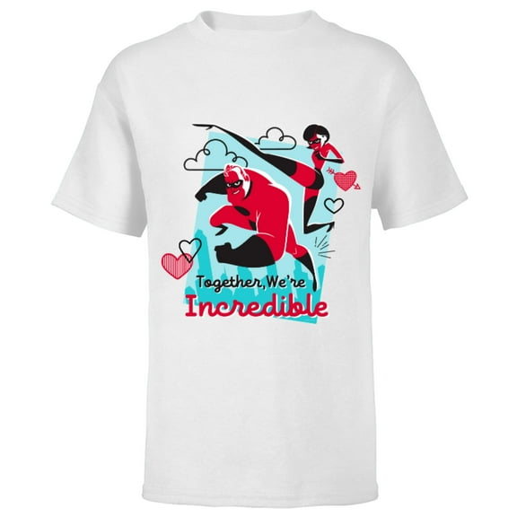 Disney and Pixar’s The Incredibles Valentine’s Day - Short Sleeve T-Shirt for Kids – Customized-White