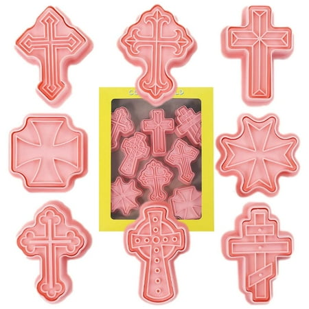 

Peitten Cross Cookie Cutter Set 8Pcs Cross Fondant Molds PP Material Cross Mold Baptism Cakepop Mold for Baptism Party Supplies Shower Wedding Party kind