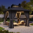 thumbnail image 2 of Clouddwell 10' x 10' Gazebo for Patio, Gazebo Pergola with Sloped Roof, Large Wall-Mounted Heavy Duty Awnings, for Deck, Patio and Backyard,Gray, 2 of 7