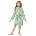 thumbnail image 6 of FORMRS Niños Bathrobe Unisex Hooded Robe Soft Plush Pajamas Sleepwear, Size 7-9T, Green Blossom Mosaic, 6 of 7