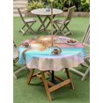 thumbnail image 5 of Outdoor Tablecloth with Umbrella Hole Zipper Coastal Round Tablecloth 60" Waterproof Outside Table Cloth Ocean Palm Tree Summer Beach Purple Blue Patio Table Cover Tablecloths for Picnic Party, 5 of 8