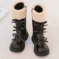 thumbnail image 3 of WAVSUF Girls Fleece Knee High Boots Wide Width Soft Sole Anti Slip Winter Trendy Cute Boots Black 3.5 Big Kids, 3 of 10