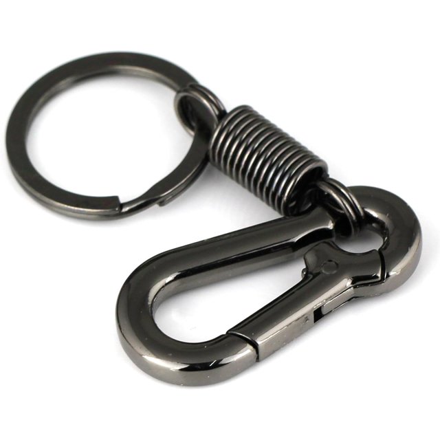 Llavero con forma de mosquetón fuerte y sencillo de estilo retro, llavero con aro, llavero, llavero