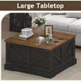 thumbnail image 5 of DreamCurship 31" Farmhouse Coffee Table with Storage, Square Large Center Table, Wood Center Coffee Table with Hidden Compartments for Living Room, Black, 5 of 7